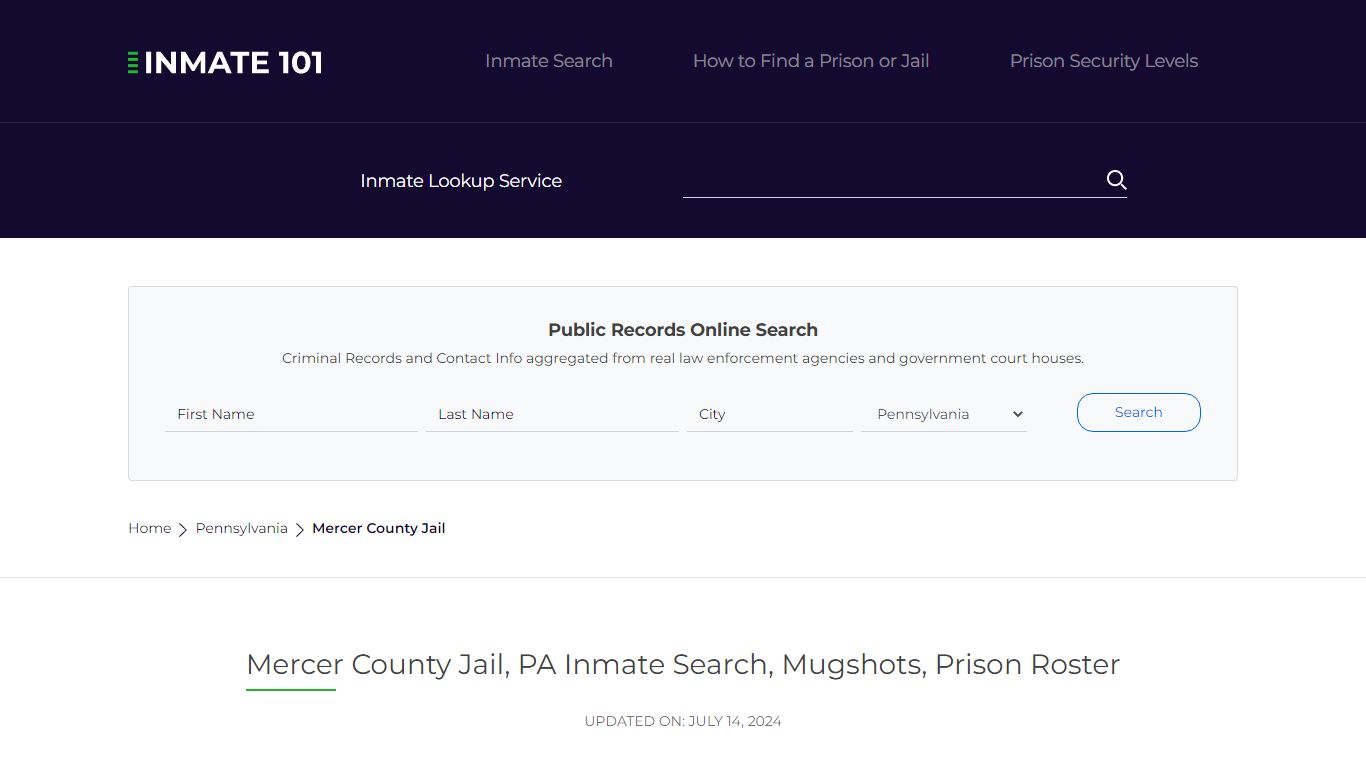 Mercer County Jail, PA Inmate Search, Mugshots, Prison Roster