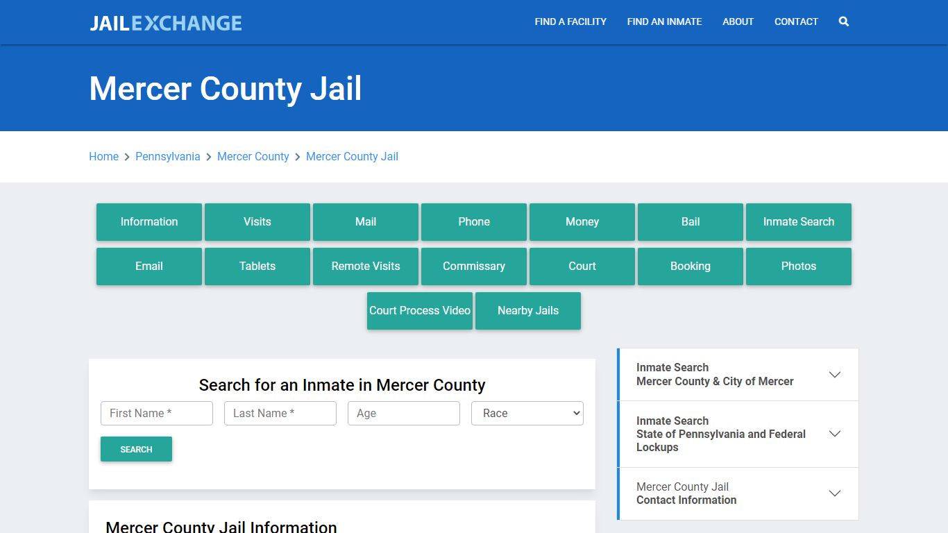 Mercer County Jail Roster Lookup, PA, Inmate Search