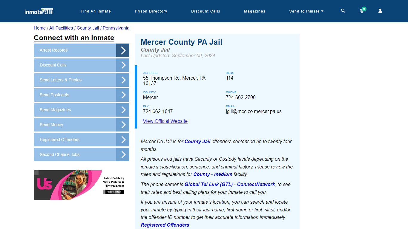 Mercer County PA Jail - Inmate Locator