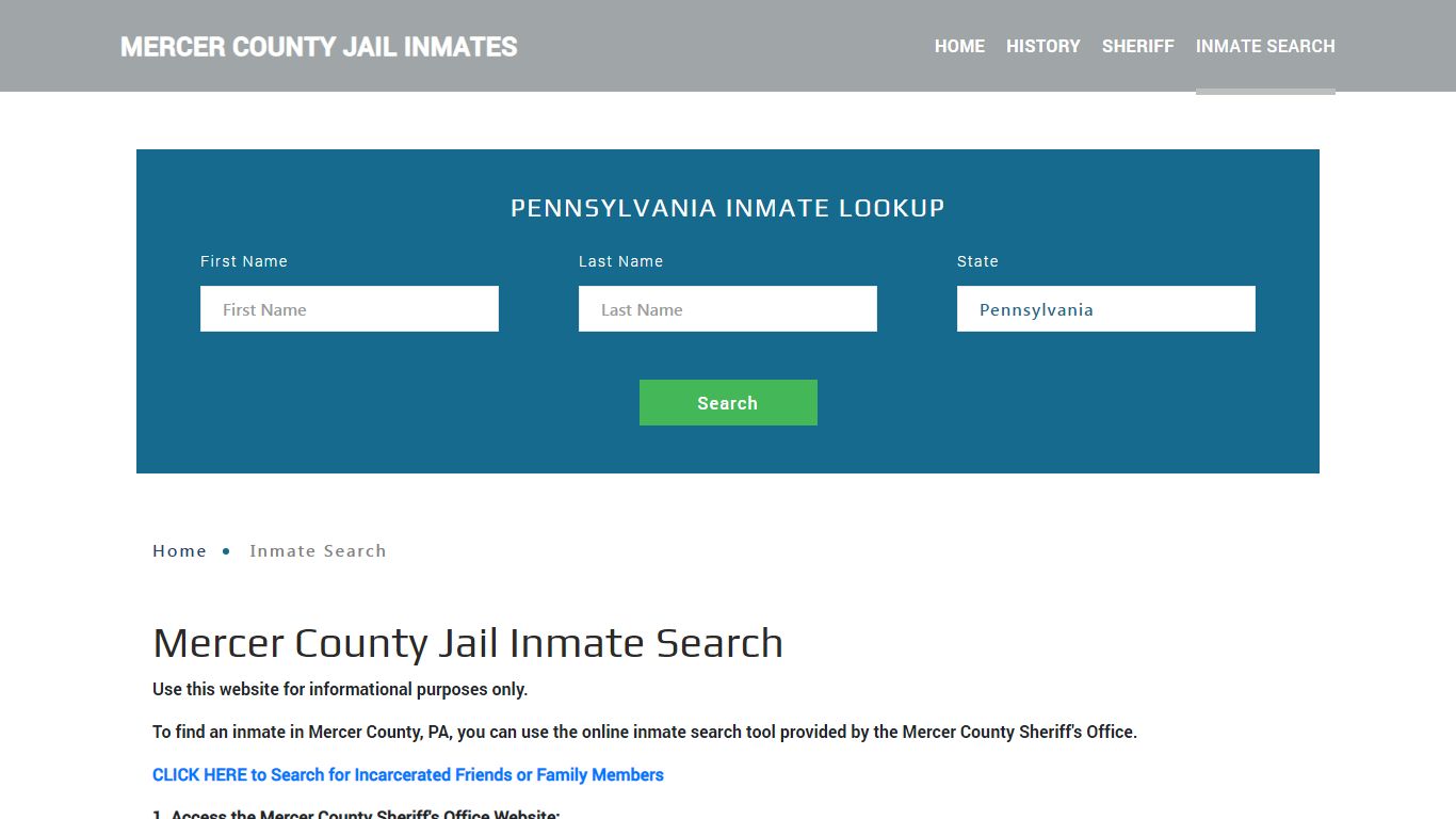 Mercer County, PA Detainee Lookup